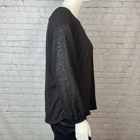 Michael Kors Black Crochet Long Sleeve Top Plus Size 1X - Picture 5 of 7